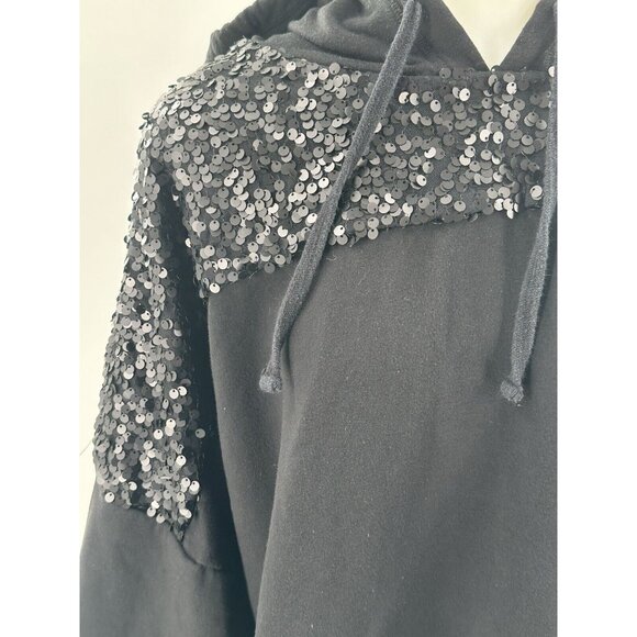 Torrid Super Soft Fleece Black Hoodie Sequins Bling Pullover Sz 5 - Picture 3 of 8